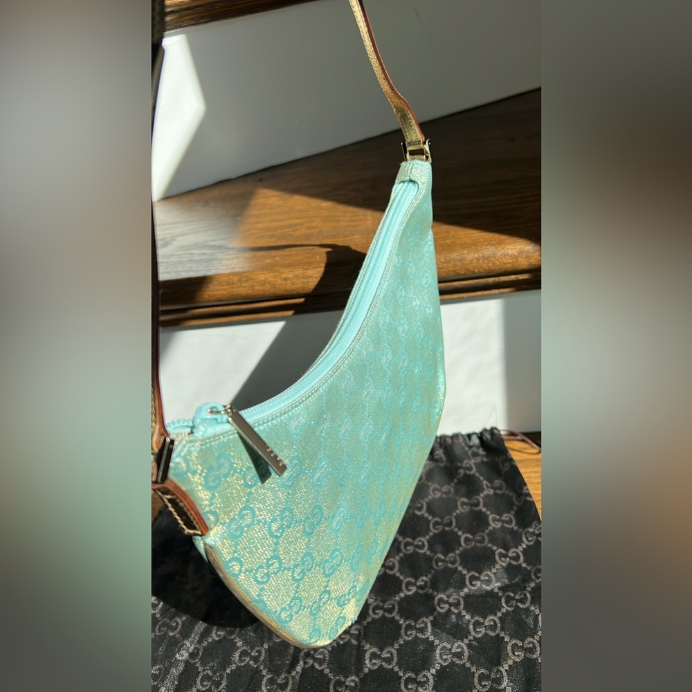 Auth🩵Vintage Gucci Shoulder Bag. Tiffany blue - Picture 7 of 8